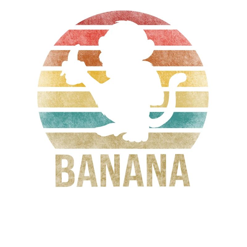 Monkey Eating Banana Dinner Retro Sunset