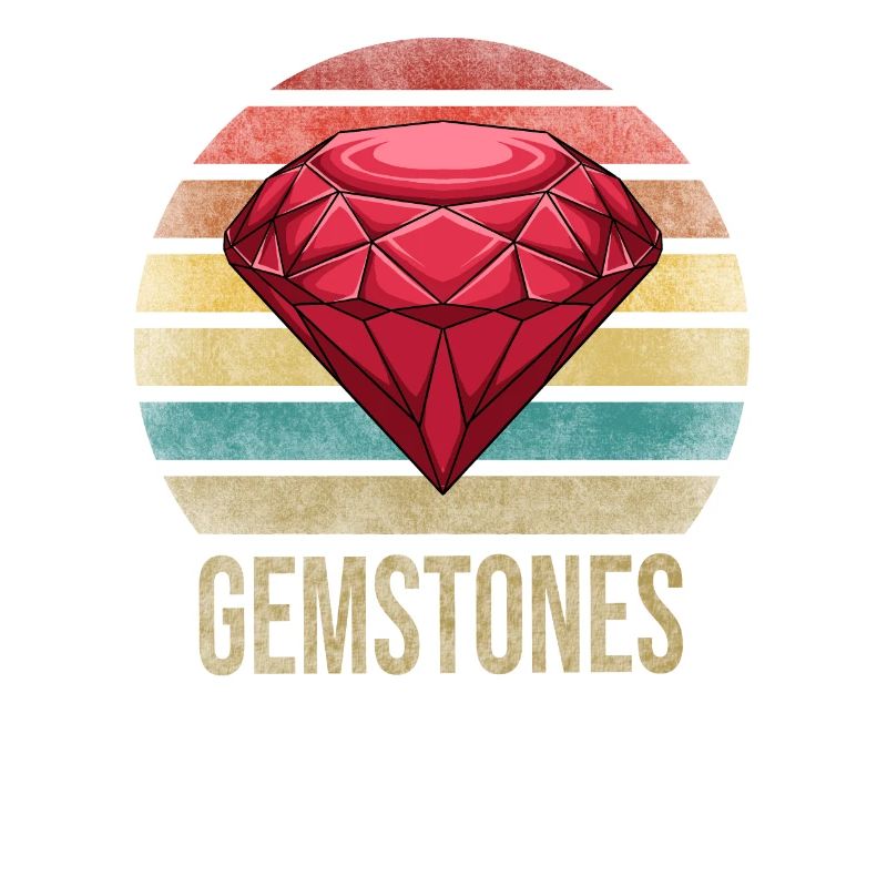 Ruby Gemstone Retro Sunset