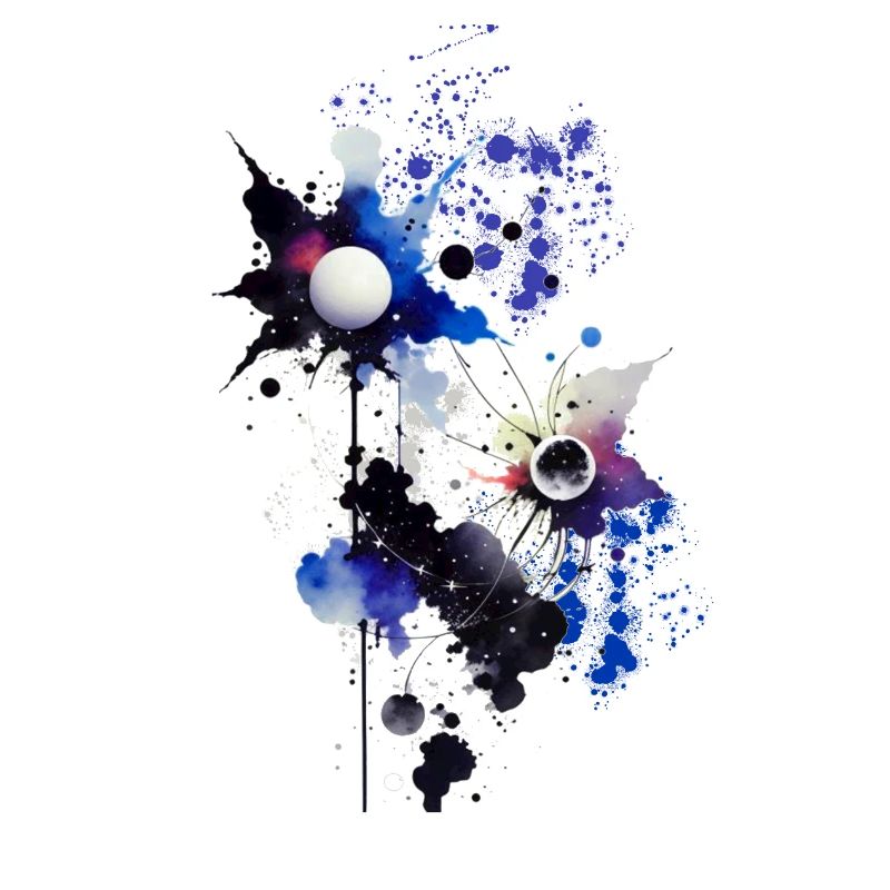 Fleurs,Fleurs abstraites,Planètes,Étoiles,Aquarelle