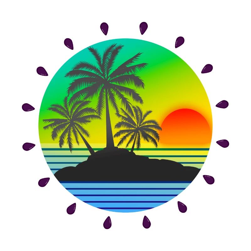 Belle image de l’île avec des rayons de soleil. Motif de vacances
