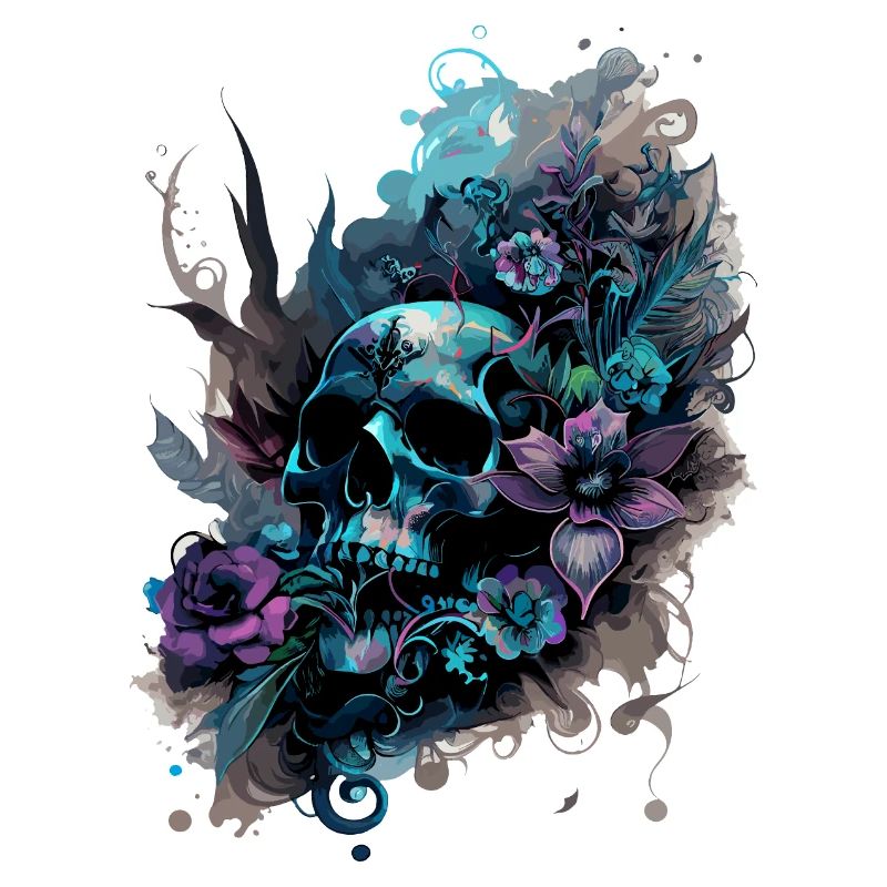 Menschlicher Schädel & Blumen 39