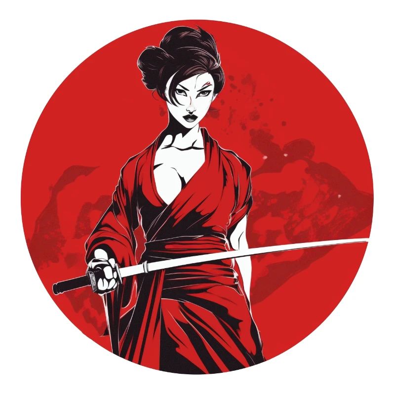 Dame samouraï en rouge