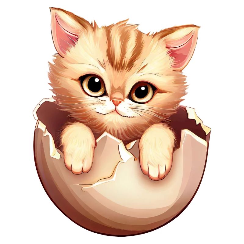 Kitten hatches from egg, Cute animal design