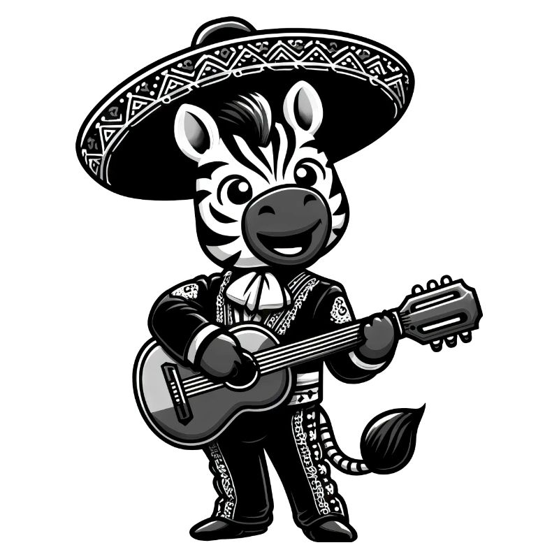 Cinco de Mayo Zebra : Mariachi en noir et blanc