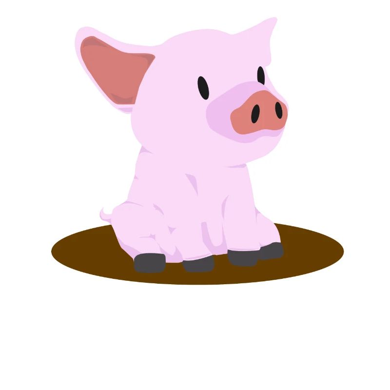 Rosa Schwein Sitzen Linksansicht