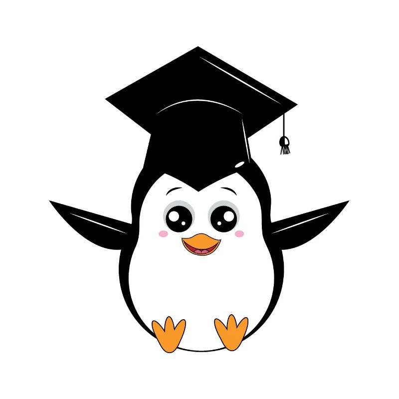 Dessin animé mignon pingouin diplômé