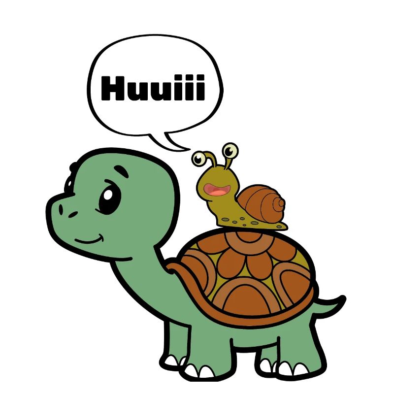 Funny snail on turtle