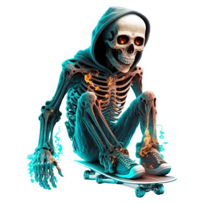 Skeleton Riding Skateboard
