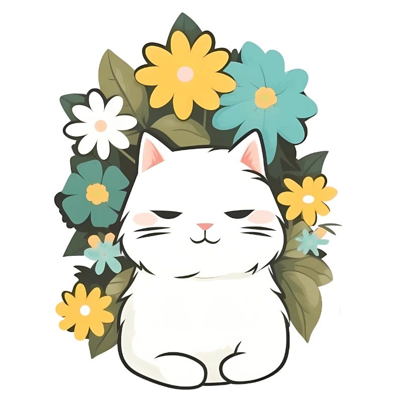 weiße Katzen Blumen
