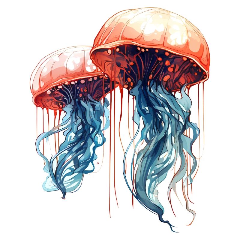 Illustration de méduse aquarelle bleu rose