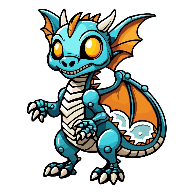 Cute Dragon Skeleton Illustration