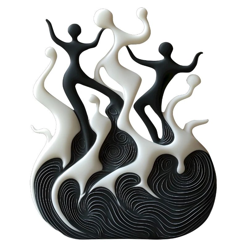 Abstrait Noir Blanc Danse Soirée