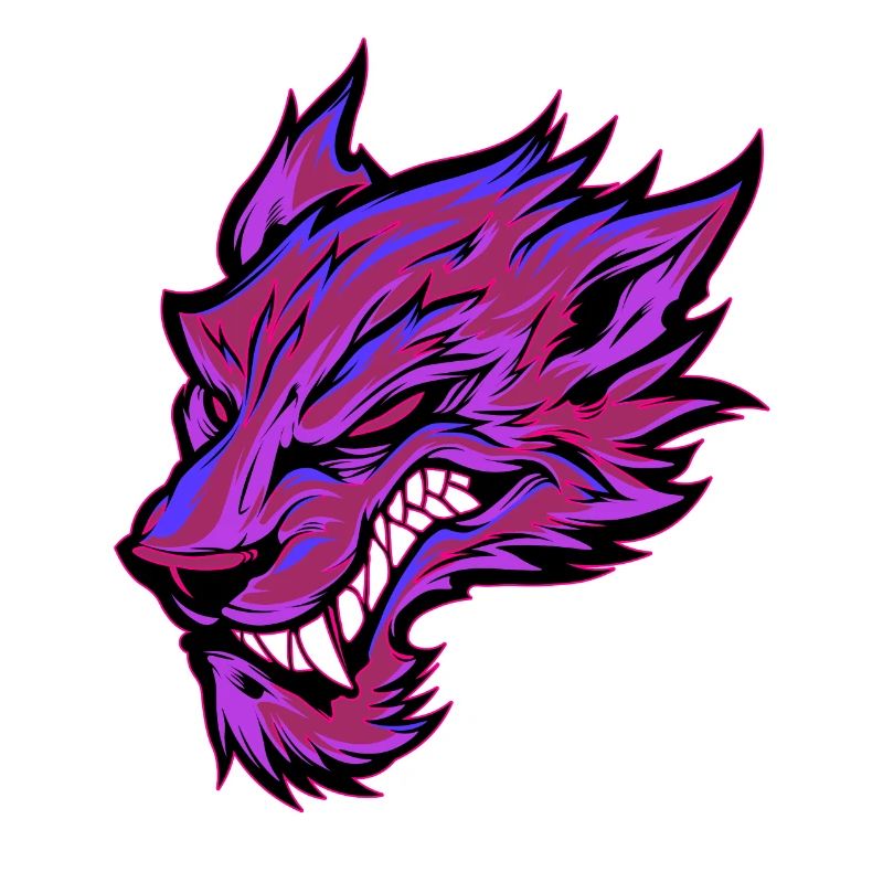 Wolf Kopf Wolfskopf Tattoo Graffiti Pink