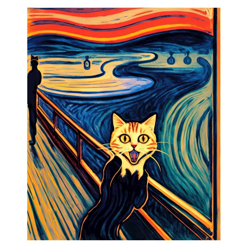 Impressionistic Cat Screaming Impressionism Cats