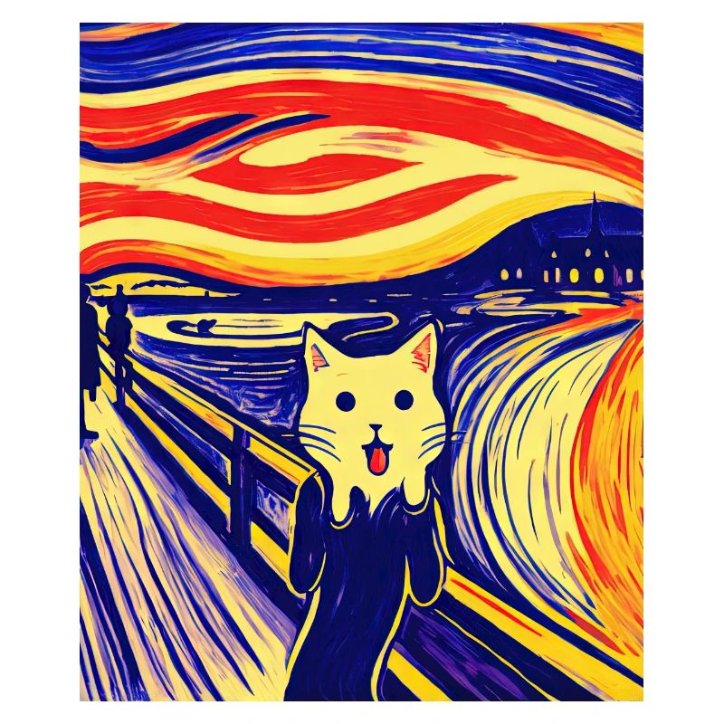 Impressionniste Chat Drôle Criant Impressionnisme