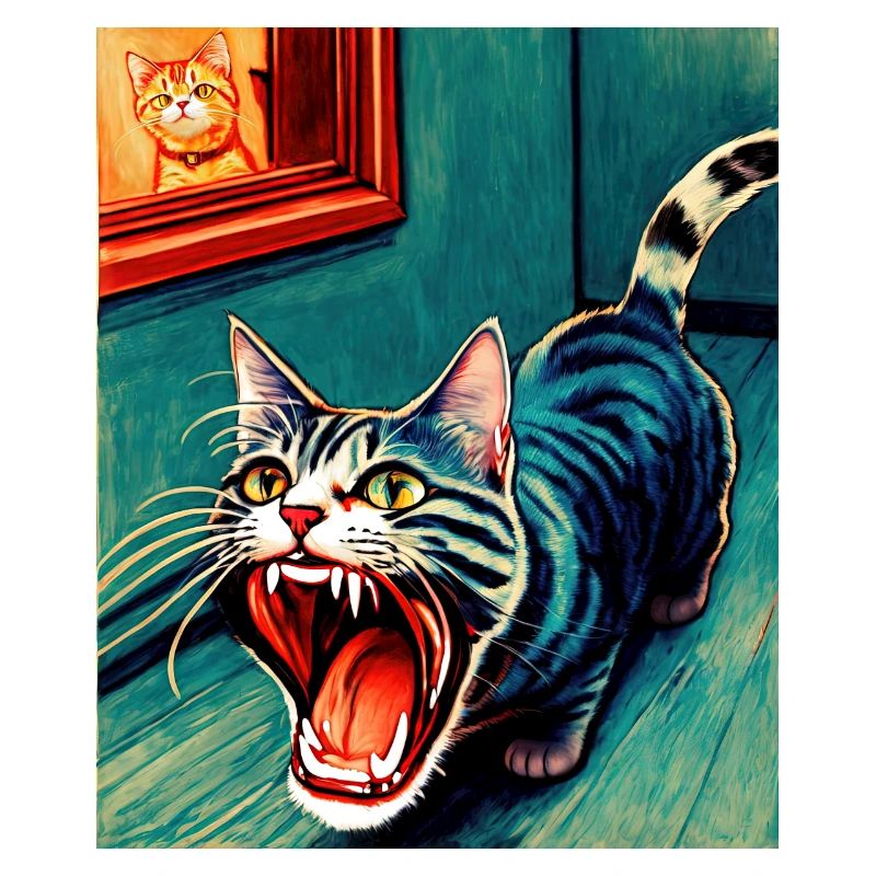 Impressionistic Funny Cat Screaming Impressionism