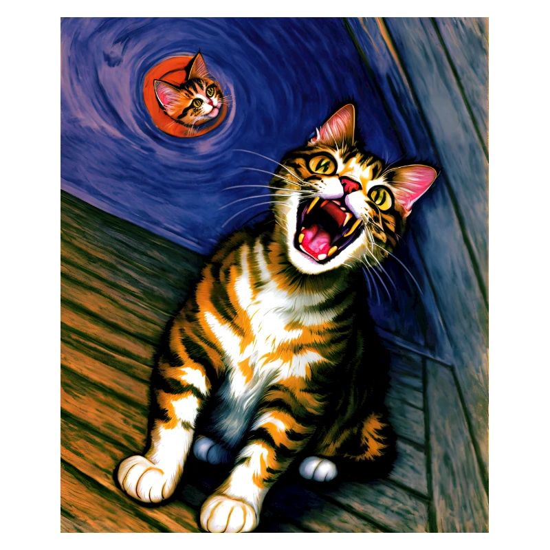 Impressionistic Funny Cat Screaming Impressionism
