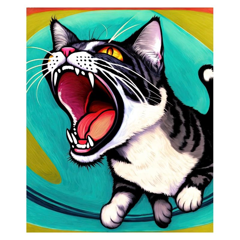 Impressionistic Funny Cat Screaming Impressionism