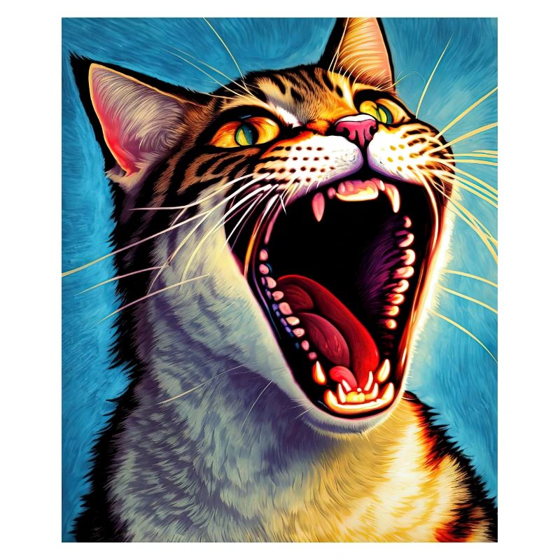 Impressionniste Chat Drôle Criant Impressionnisme