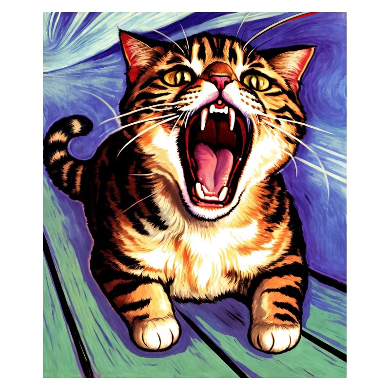 Impressionistic Funny Cat Screaming Impressionism