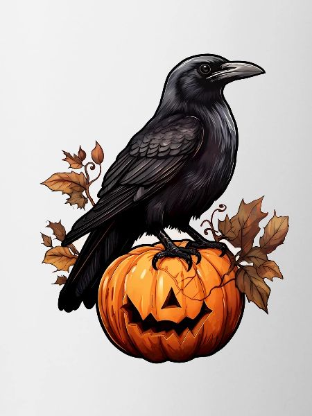 Crow with Pumpkin Halloween