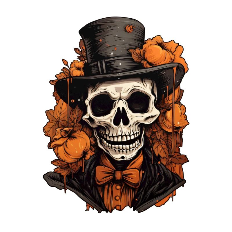 Skull fine with hat