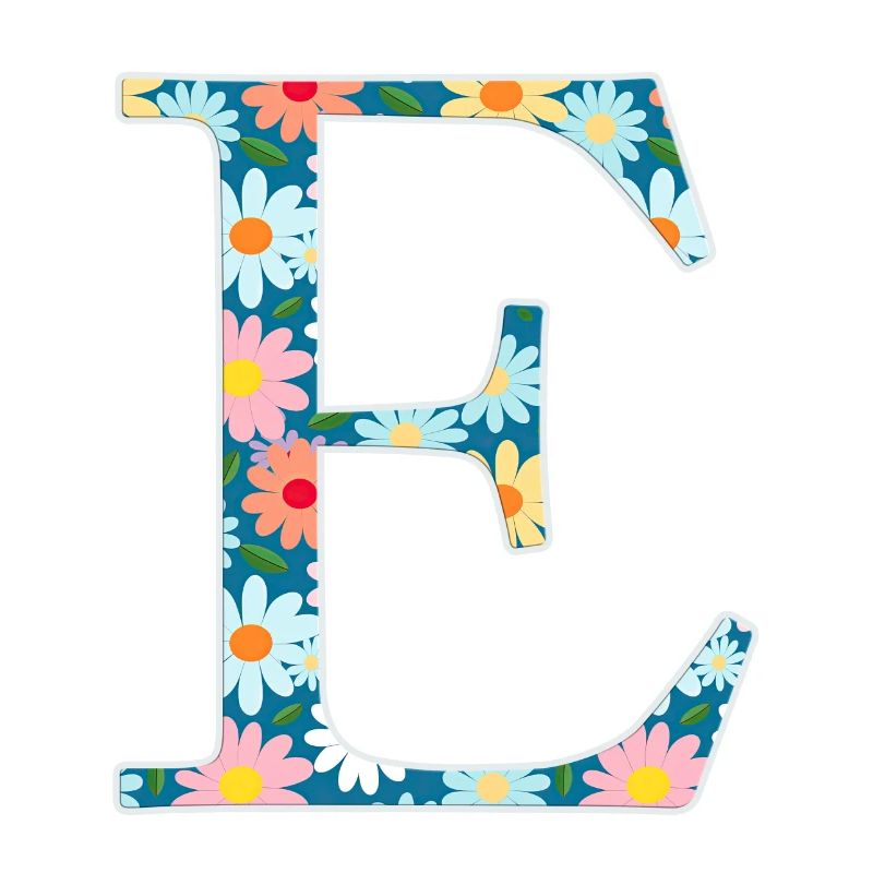 Customisable Monogram E floral pattern