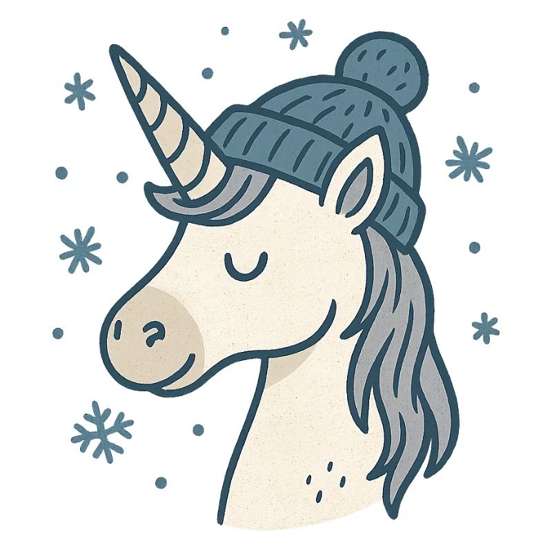Licorne d’hiver avec chapeau