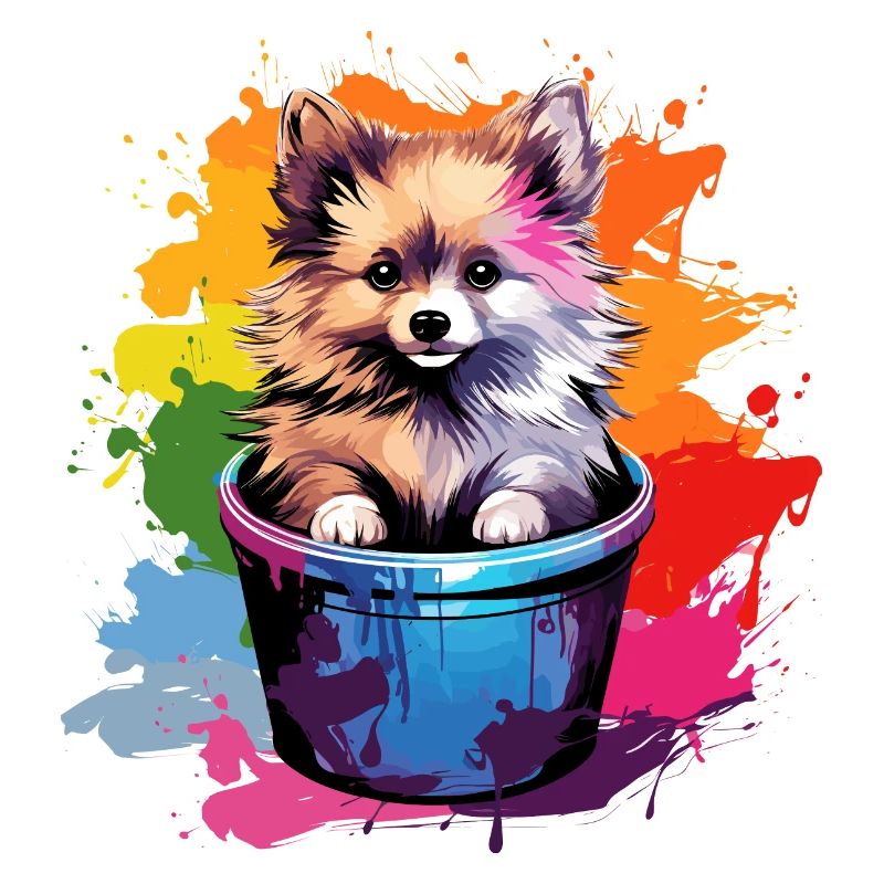 Zwergspitz Niedlicher Pomeranian Hund Farbeimer