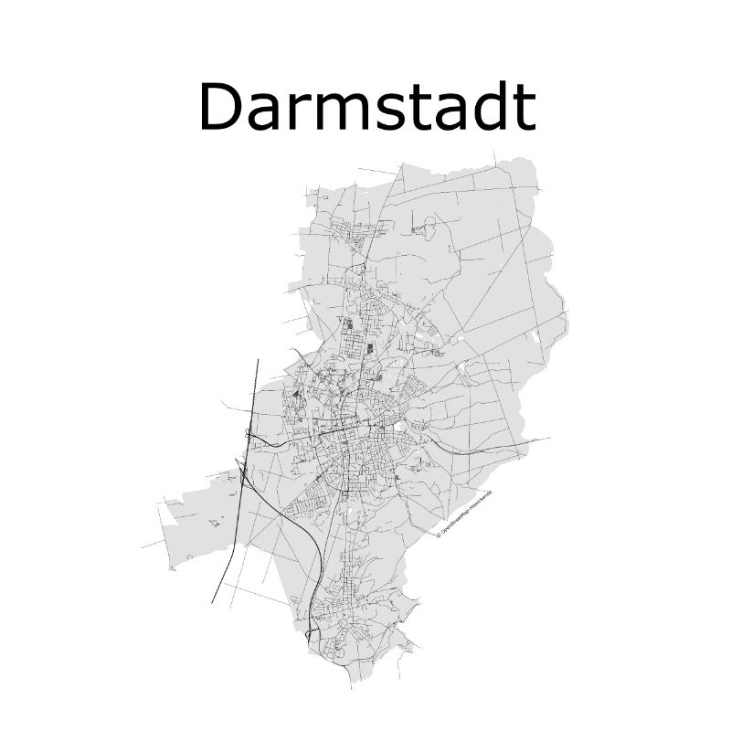stylized street map Darmstadt