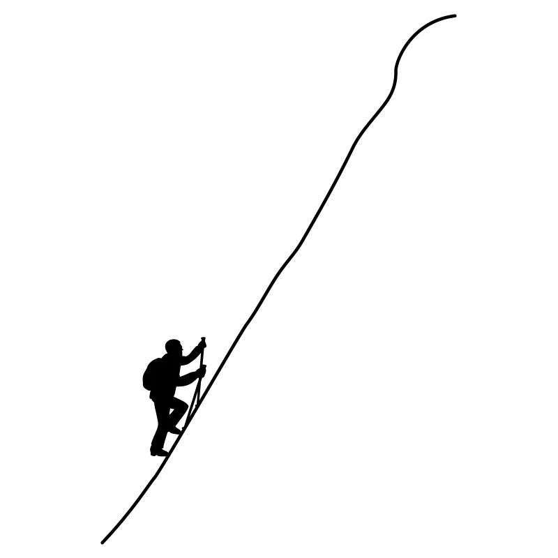 Bergwanderer an steilem Hang