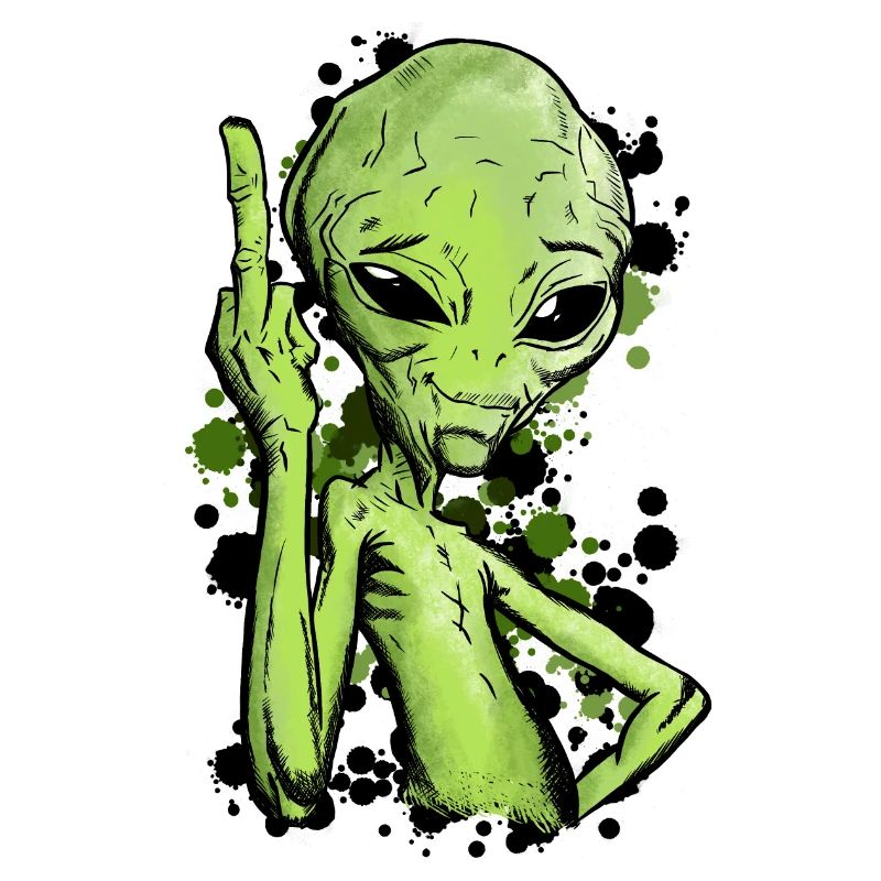 Alien with middle finger illustration