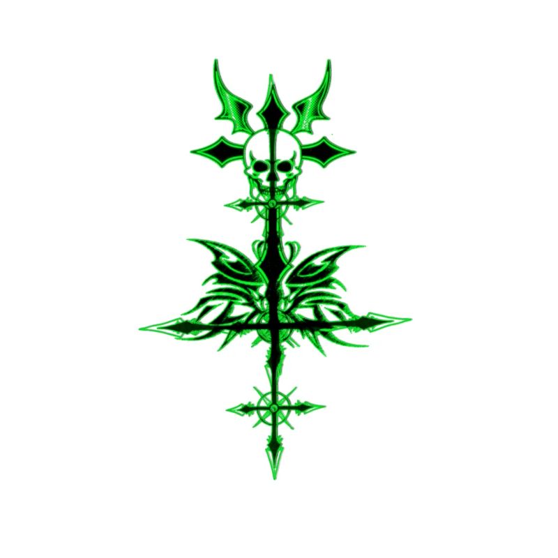 gothic cross and skullgreen