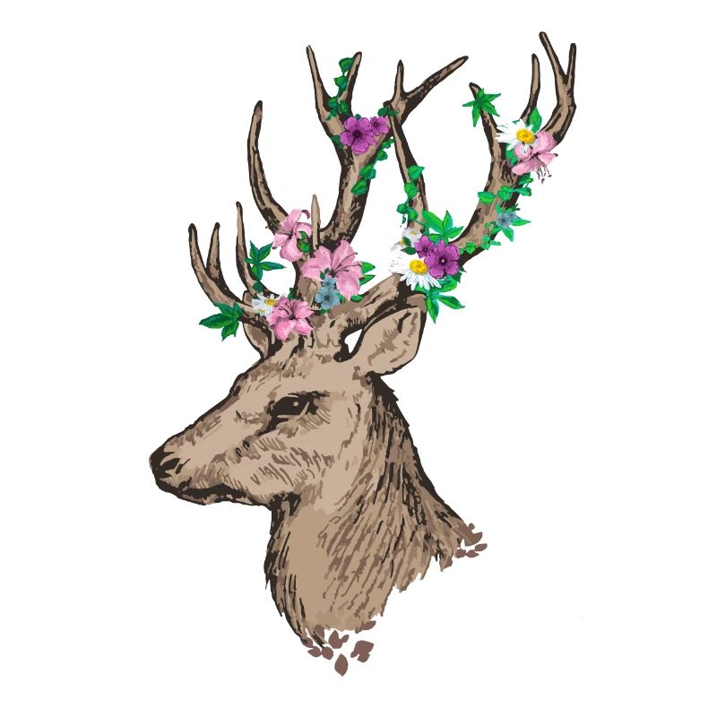 Hirsch mit Blumen