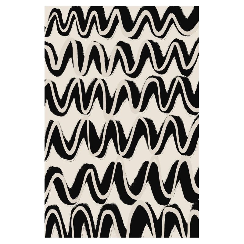 Black Beige Waves Pattern