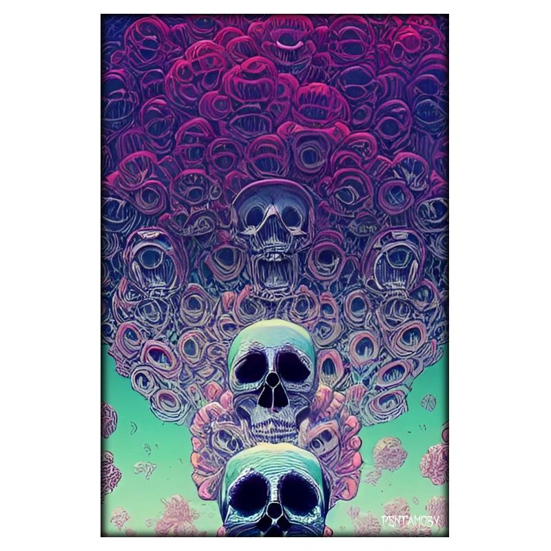 Skull Flowers Rose Cloud