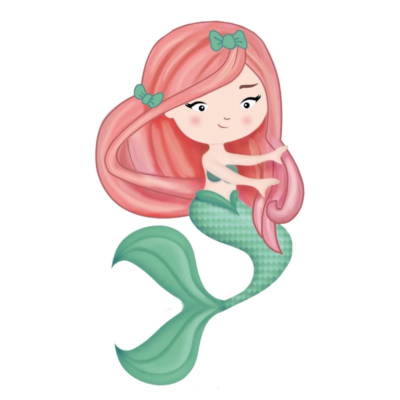 Petite sirene chevelure rousse queue verte