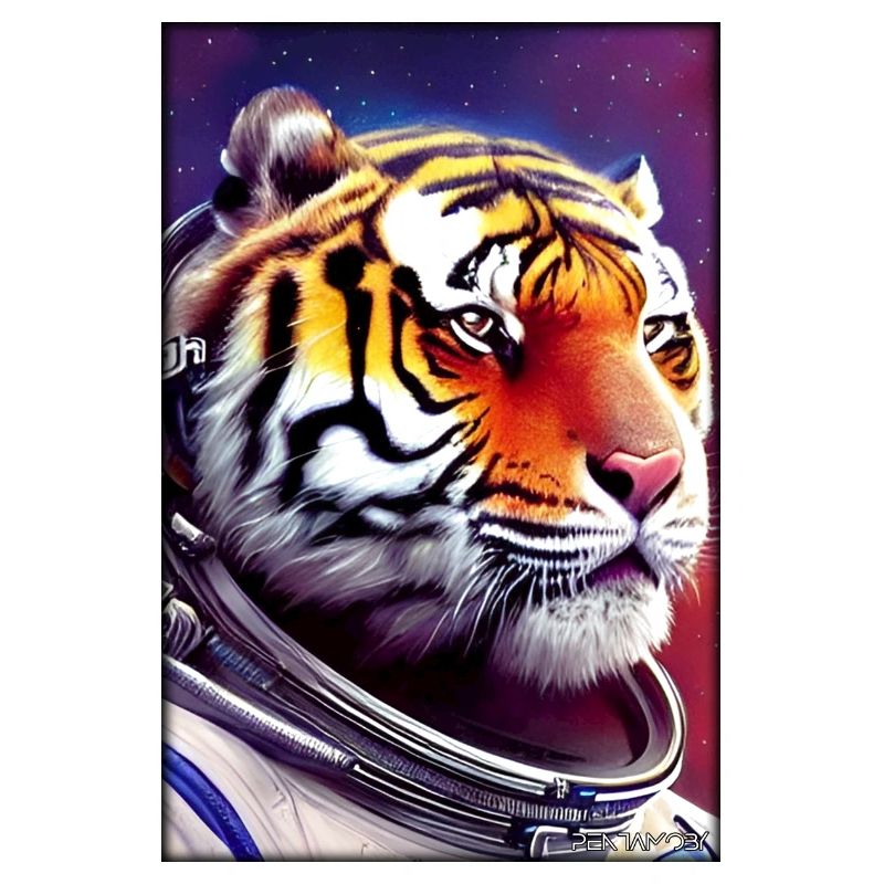 Tiger Big Cat Astronaut Future Sci-Fi Technology