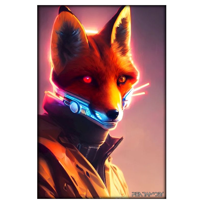 Fox Wildlife Cyber Neon Punk Future Sci-Fi