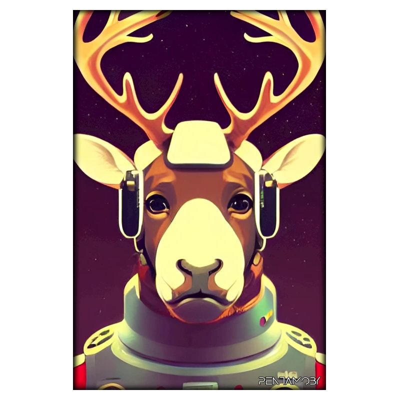 Reindeer Astronaut Future Sci-Fi Technology
