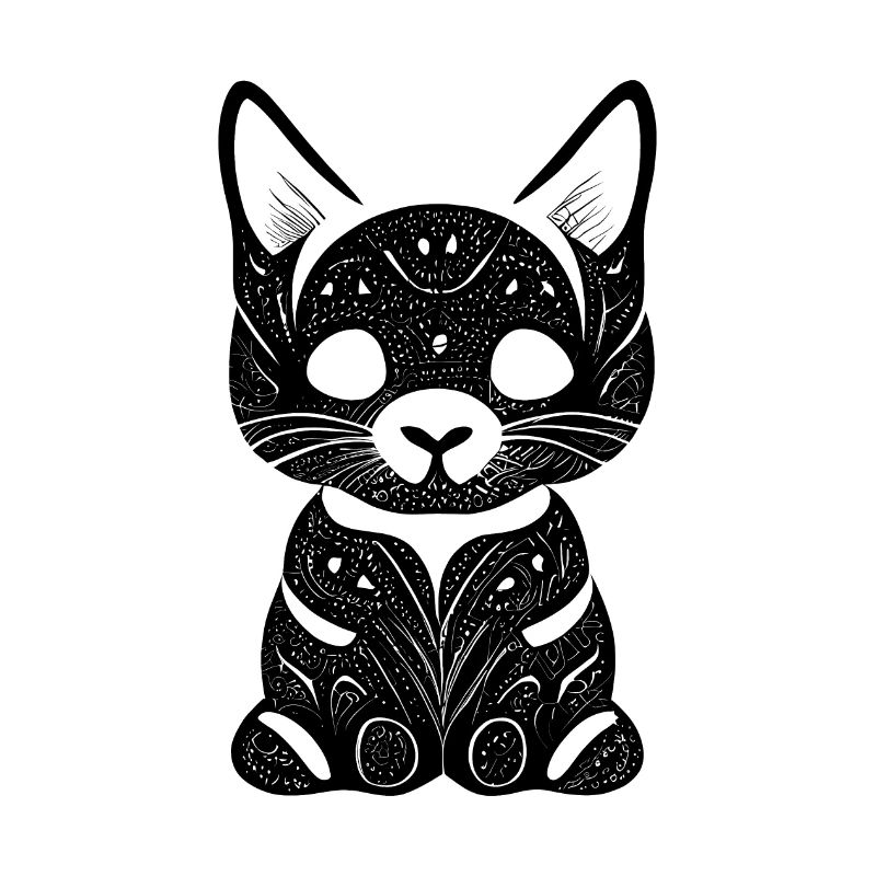 Cat Illustration Psychedelic Minimal Trance