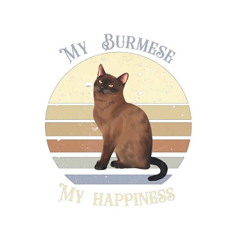 Logo rétro avec un chat "Burmese"