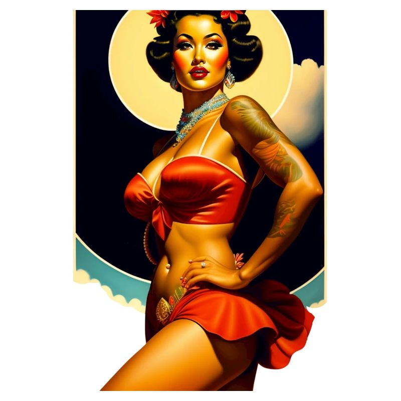 Hawaiian Exotic Dancer in Retro Style