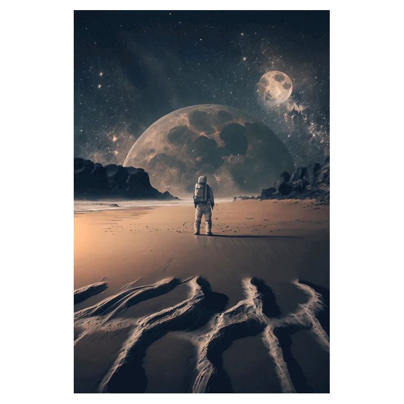 Affiche d’un astronaute sur une planète Phone v2