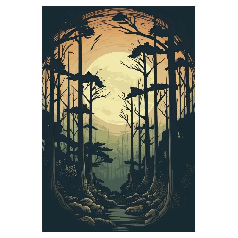Moonlight Nature Lover Gift Retro Forest Nature