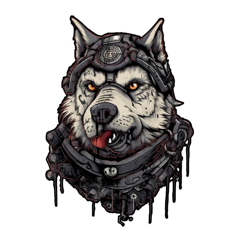 Dog wolf pilot, scifi , Digital Illustration,