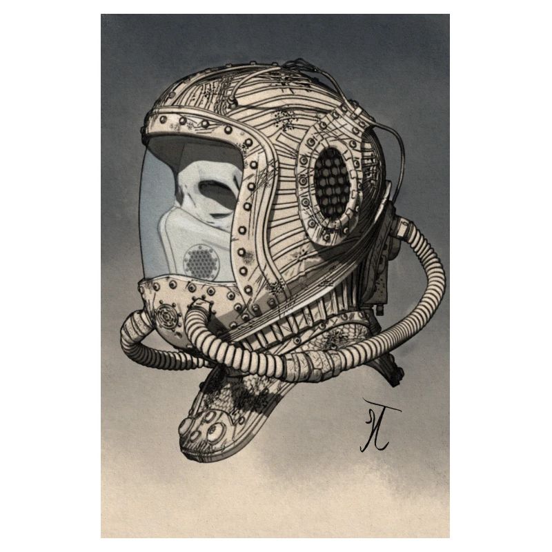 Old Space Helmet monochromatic