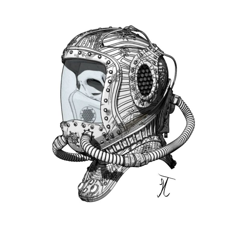 Old Space Helmet monochromatic