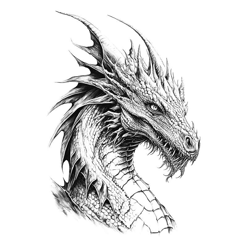 Mythischer Drache. Eine Legende in Grautönen.