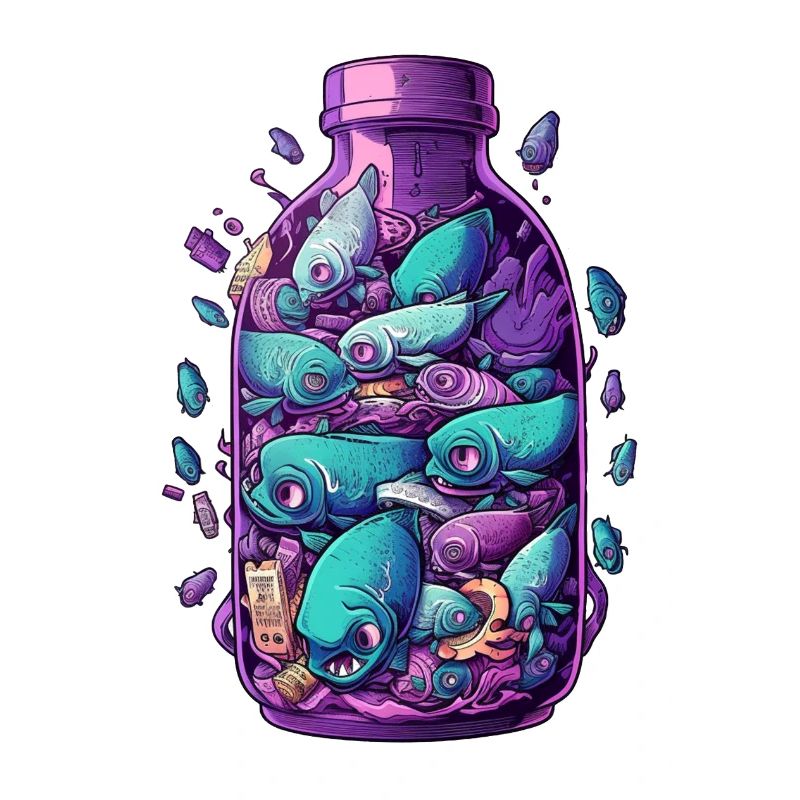 Dessin de bouteille de poisson